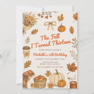 Invitación El otoño en que cumplí trece Cumpleaños de otoño 1