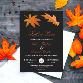 Invitación El Otoño Negro Y Blanco Deja Al Boda Floral Caída