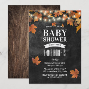 Invitación El otoño ruso deja a Chalkboard Baby Shower