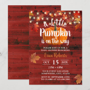Invitación El otoño ruso deja la Baby Shower de calabaza roja