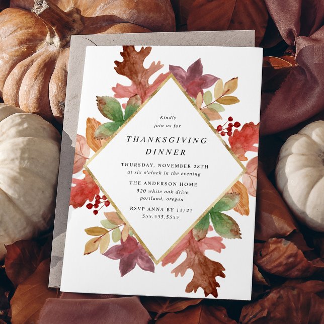 Invitación El otoño ruso deja la cena de Acción de Gracias (Subido por el creador)
