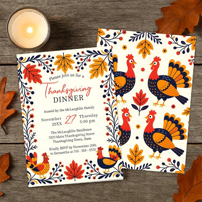 Invitación El otoño ruso deja la cena de Acción de Gracias (Subido por el creador)