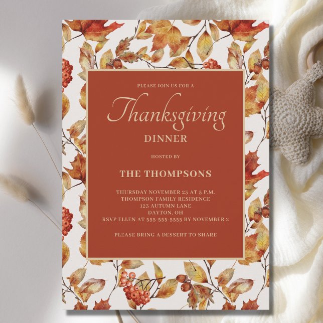 Invitación El otoño ruso deja la cena de Acción de Gracias (Subido por el creador)