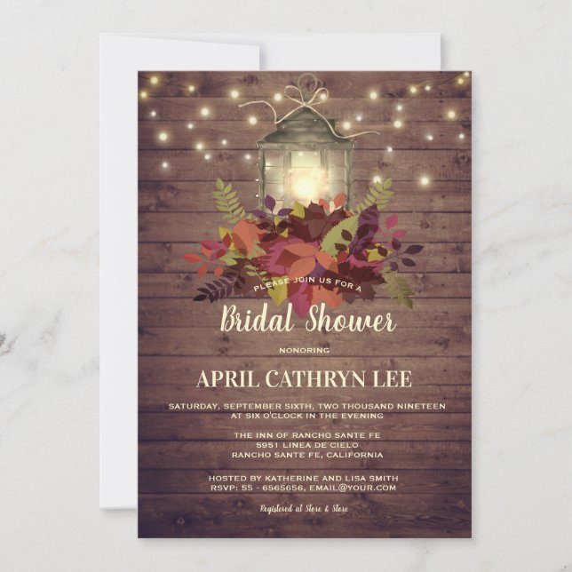 Invitación El otoño rústico deja las cadenas alumbran a la du (Anverso)