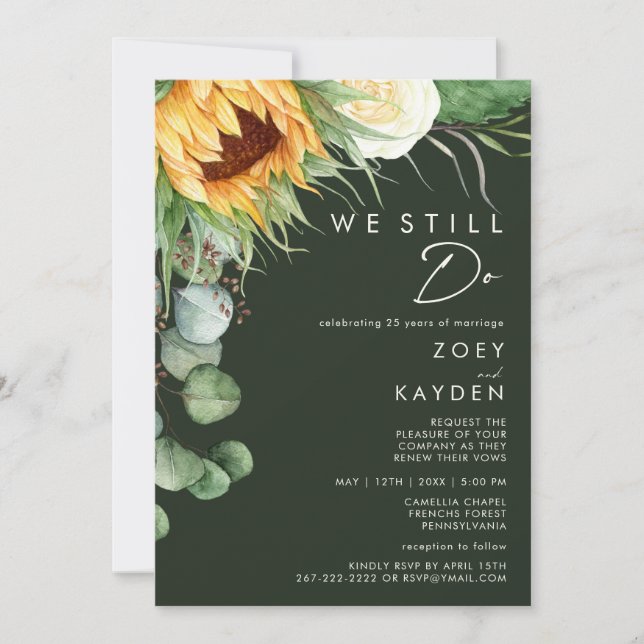 Invitación El País Sunflower Dark Green Aún Renovamos (Anverso)