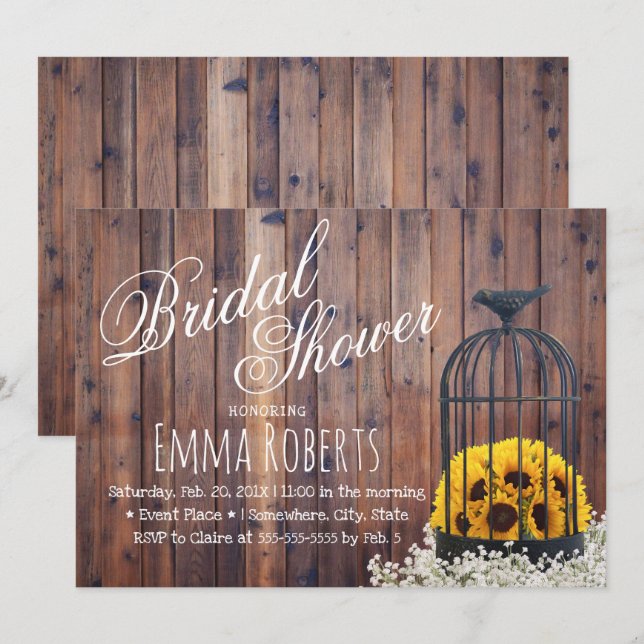 Invitación El país Sunflower y la ducha de novias rusas (Anverso / Reverso)