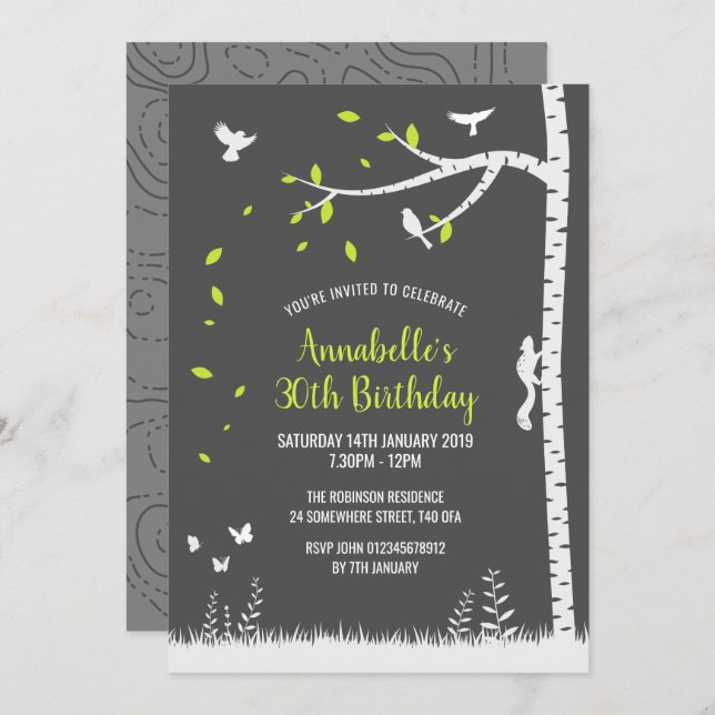 Invitación El paisaje de la silueta de Woodland (Anverso / Reverso)