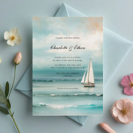Invitación El paisaje marino de la elegante boda