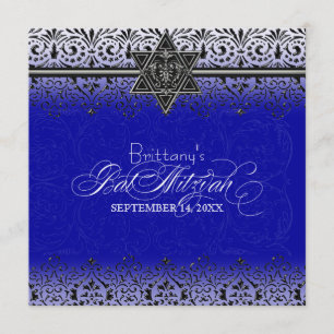 Invitación El palo blanco negro Mitzvah de la plata de la