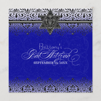 Invitación El palo blanco negro Mitzvah de la plata de la