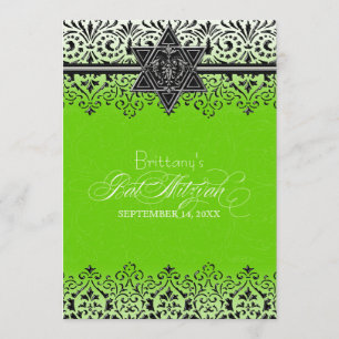 Invitación El palo blanco negro Mitzvah de la plata de la