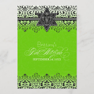 Invitación El palo blanco negro Mitzvah de la plata de la