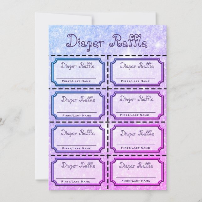 Invitación El pañal bebé baraja las entradas moradas, rosadas (Anverso)