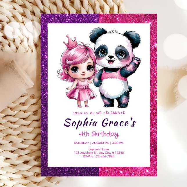 Invitación El panda lindo con cumpleaños de princesa (Subido por el creador)