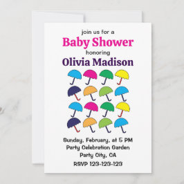Invitación El paraguas colorido paraguas bebé niña ducha
