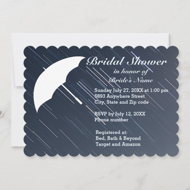 Invitación El paraguas y la lluvia invitan a la ducha de novi (Anverso)