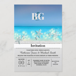 Invitación El paraíso de las estrellas aguas azules playa tro