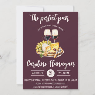 Invitación ¡El Pareja Perfecto! Ducha de novias de vino y que