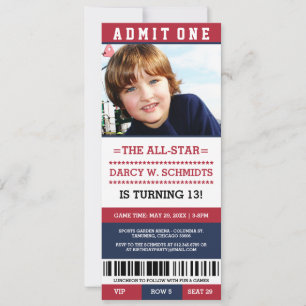 Invitación El partido de cumpleaños de Sports Ticket invita