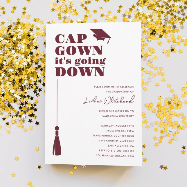Invitación El partido de graduación Cap Gown está cayendo sob (Subido por el creador)