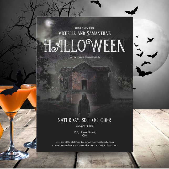 Invitación El partido de Halloween asusta a oscuro Personaliz (Mockup view)