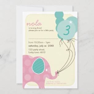 Invitación EL PARTIDO DEL CUMPLEAÑOS INVITA : elefante + glob