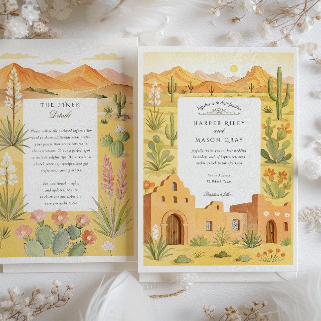 Invitación El Paso Texas Cactus y Boda de Adobe House (Subido por el creador)