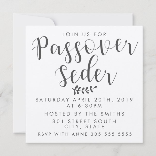 Invitación El Passover Seder Kraft invita (Anverso)