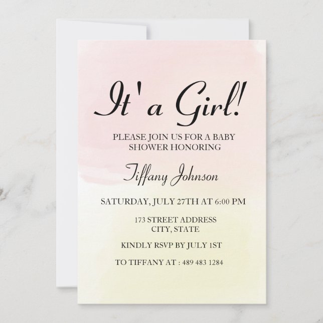 Invitación El Pastel de limón rosa Ombre es un Baby Shower Ch (Anverso)