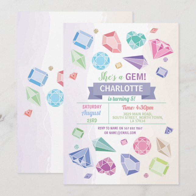 Invitación El pastel del chica de los cristales del fiesta de (Anverso / Reverso)