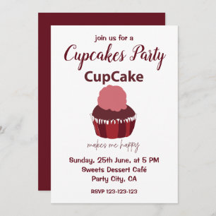 Invitación El pastel me hace feliz Fiesta del pastel