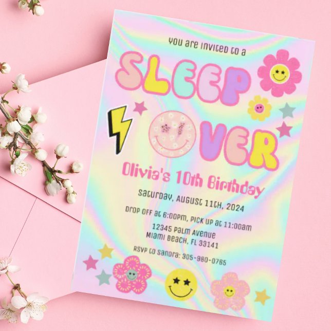 Invitación El Pastel Preppy Pink Y2K Sleep Over Fiesta Cumple (Subido por el creador)