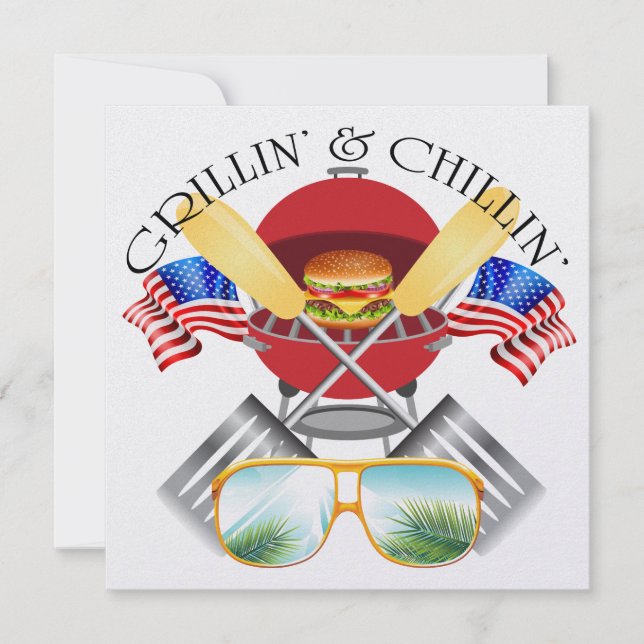 Invitación El patriótico de Grillin' y Chillin (Anverso)