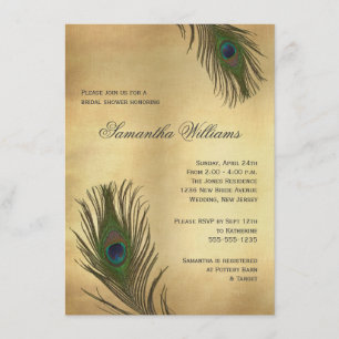 Invitación El pavo real de la apariencia vintage empluma la