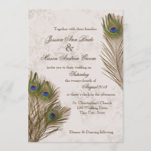 Invitación El pavo real empluma la boda