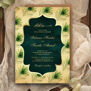 Invitación El pavo real vintage separa a la Boda musulmana