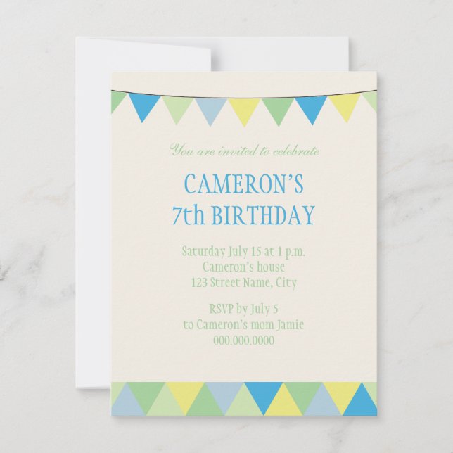 Invitación El pendón azul de la secuencia del verde amarillo (Anverso)