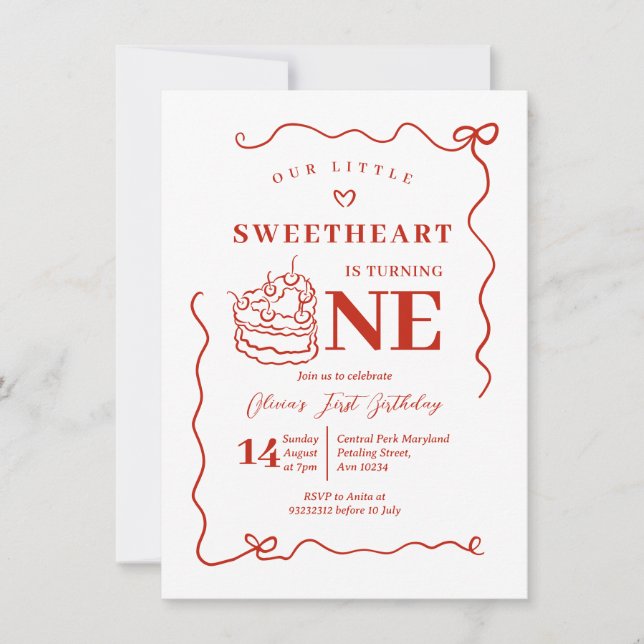 Invitación El pequeño amor rojo de barba se vuelve uno (Anverso)