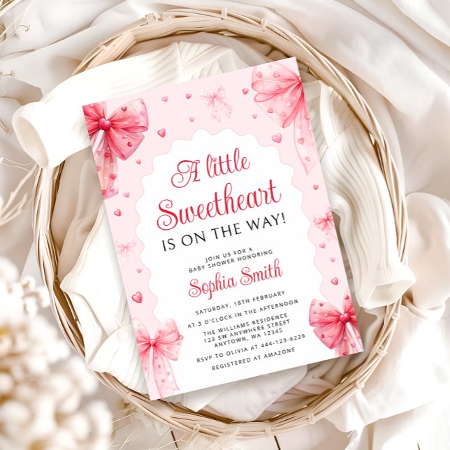 Invitación El pequeño amor Valentines adoran a Bow Baby Showe (Subido por el creador)