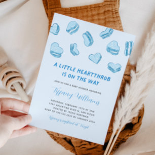 Invitación El pequeño Baby Shower azul de San Valentín