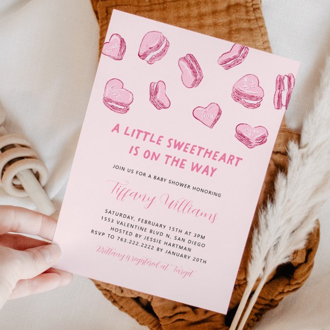 Invitación El pequeño Baby Shower rosado de San Valentín (Subido por el creador)