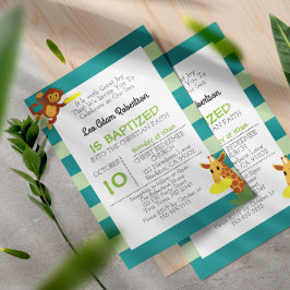 Invitación El pequeño bautismo personalizado del mono de la j