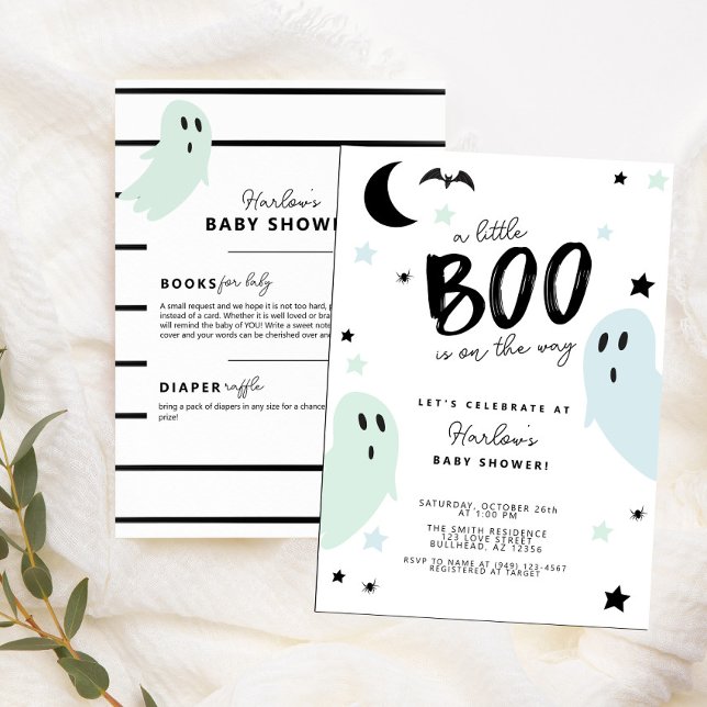Invitación El pequeño Boo azul Pastel Halloween Boy en Baby S (Subido por el creador)