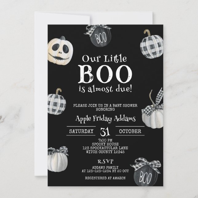Invitación El pequeño BOO está a punto de llegar, Baby Shower (Anverso)
