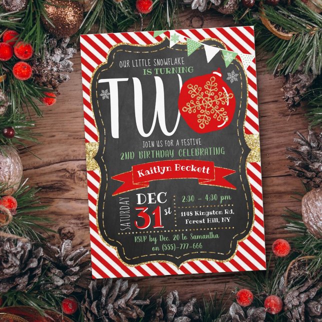 Invitación ¡El pequeño copo de nieve cumple 2 años! 2.º cumpl (Subido por el creador)