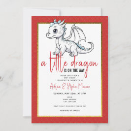 Invitación El Pequeño Dragón De Cute Está En Camino Del Baby 
