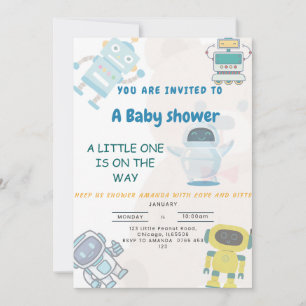 Invitación El pequeño está en camino robo juguetes ducha bebé
