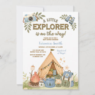 Invitación El pequeño EXPLORADOR Azul está en camino Chorro d