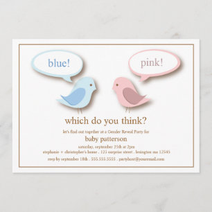 Invitación El pequeño género azul o rosado de los pájaros