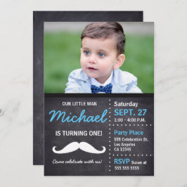 Invitación El pequeño hombre cumple 1 | Tema del bigote de cu